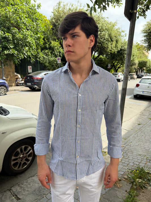 Camicia lino rigata
