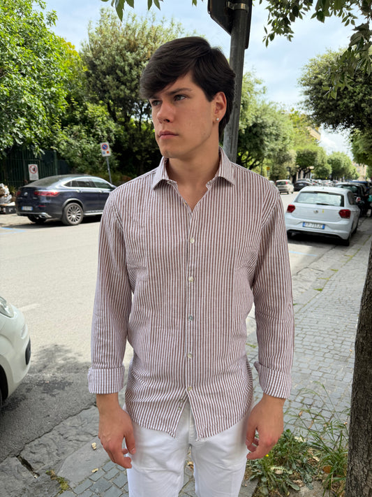 Camicia lino rigata
