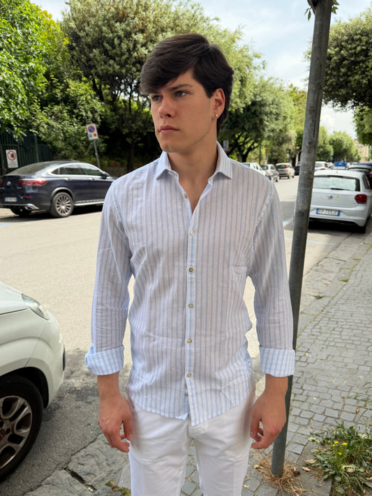 Camicia in lino rigata